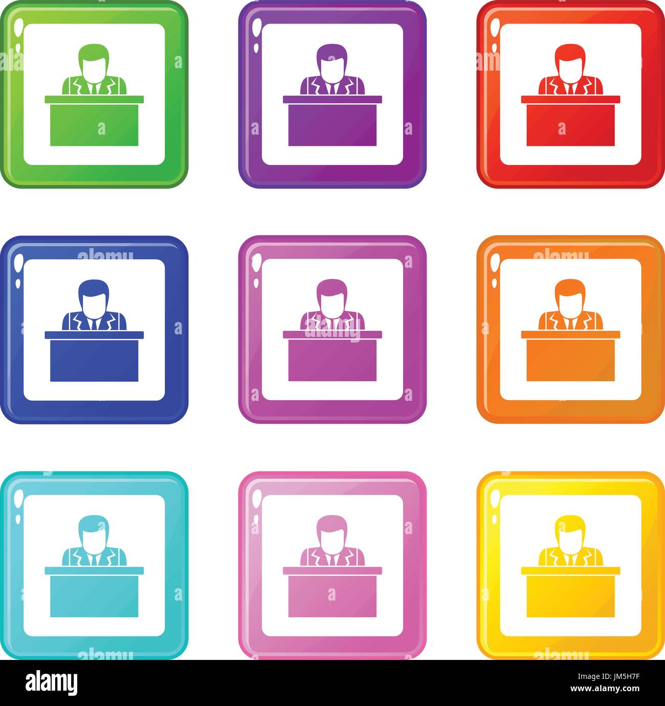 Orator speaking from tribune set 9 Stock Vector