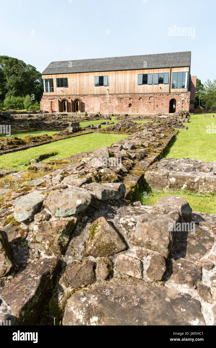 Norton Priory Museum & Gardens. Norton Priory ruins and burial grounds, with the undercroft in the background. Stock Photo