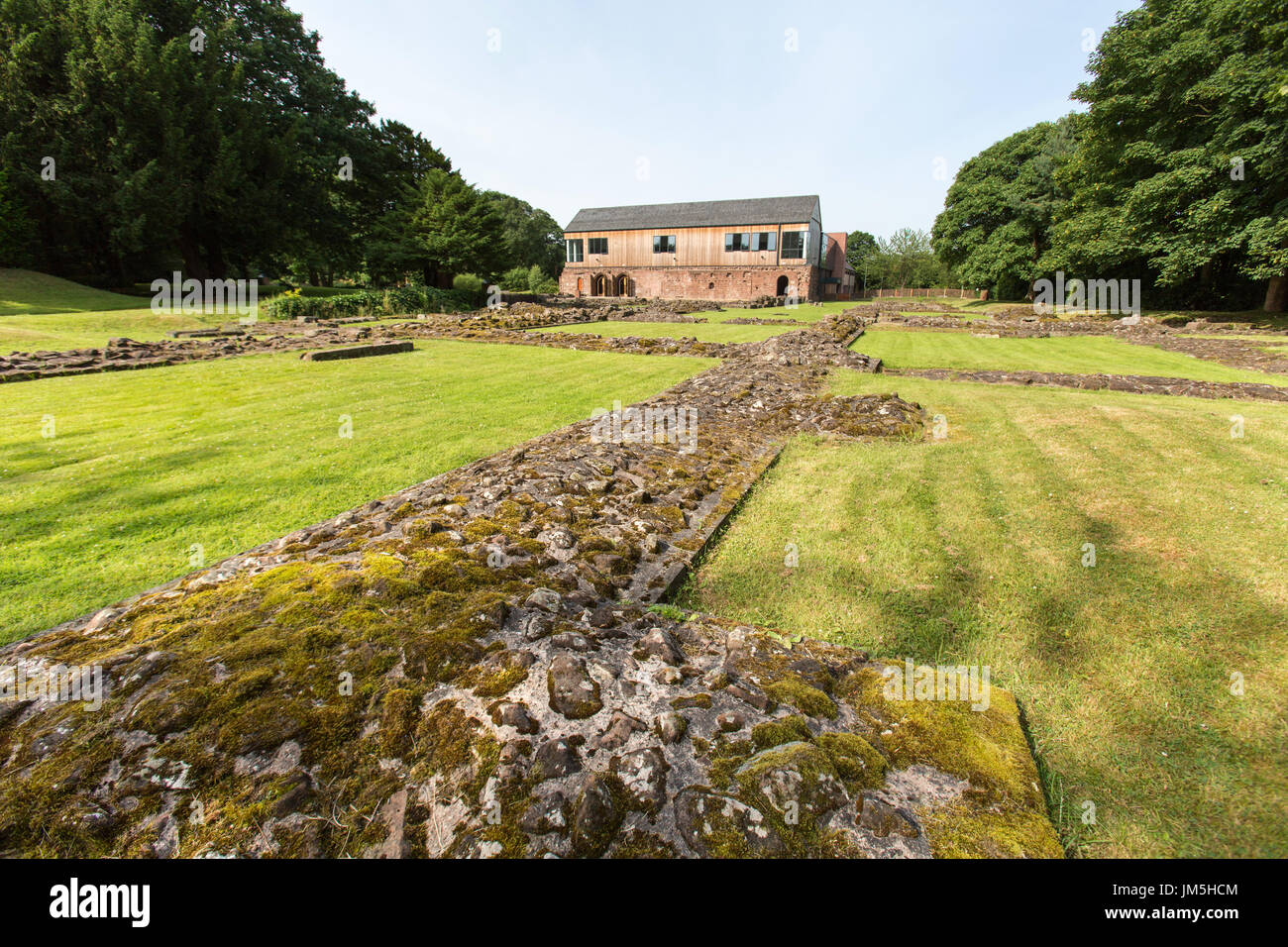 Norton Priory Museum & Gardens. Norton Priory ruins and burial grounds, with the undercroft in the background. Stock Photo