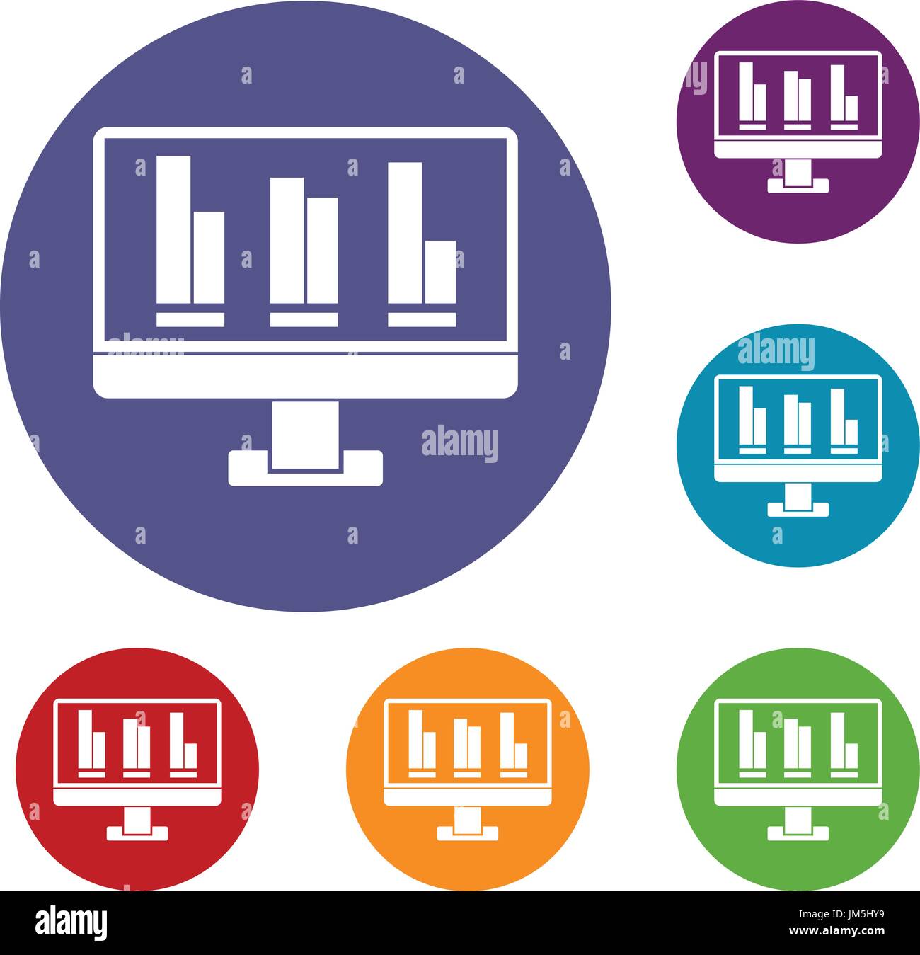 Business graph at computer screen icons set Stock Vector Image & Art ...