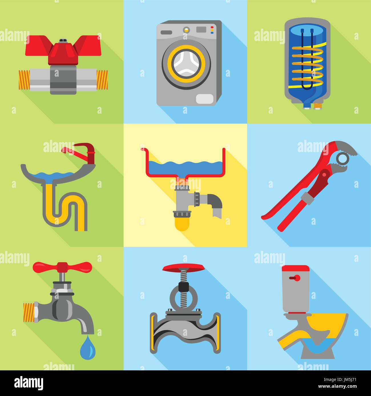 Plumbing icons set, flat style Stock Vector Image & Art - Alamy