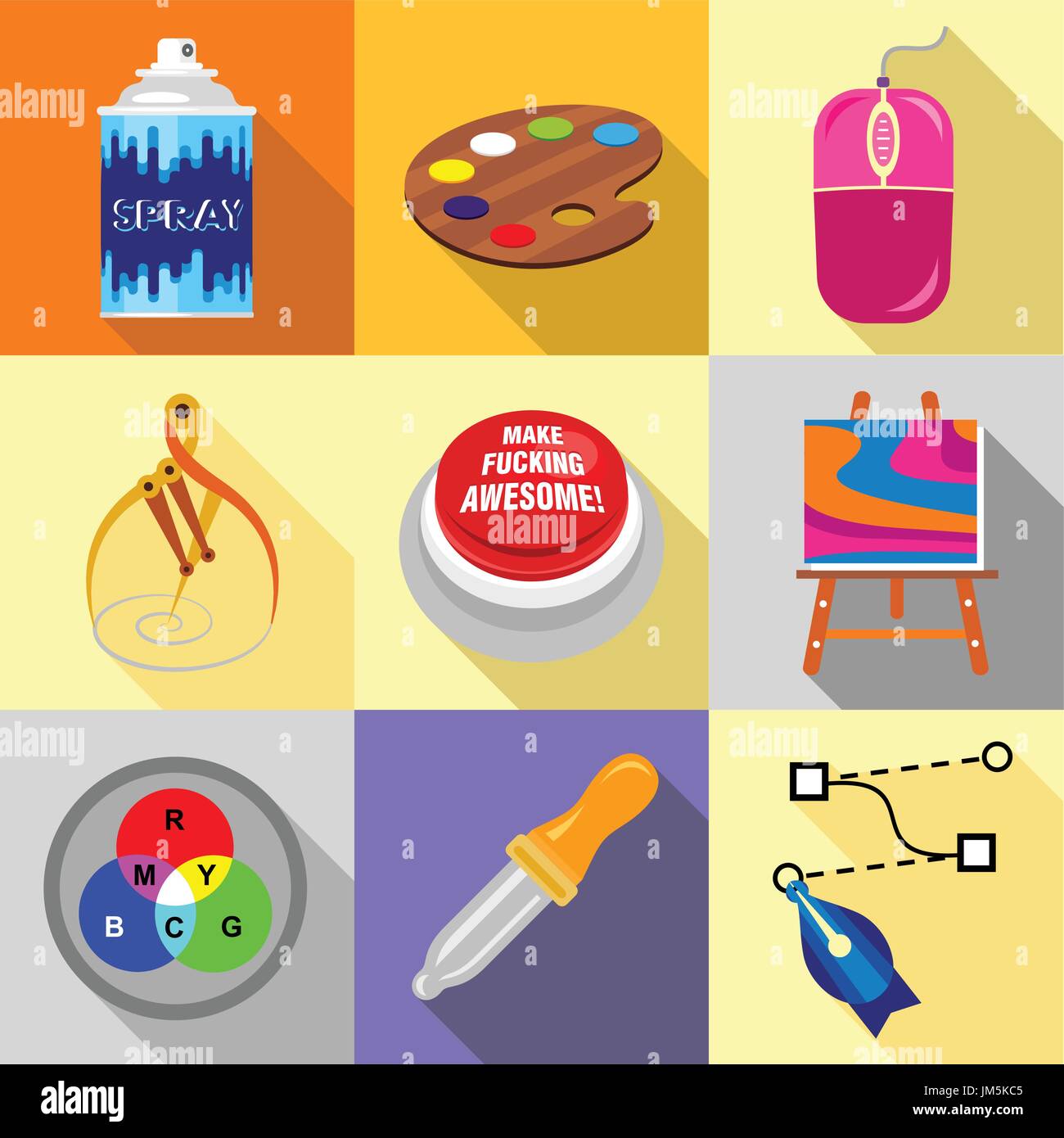 Art tools icons set, flat style Stock Vector Image & Art Alamy