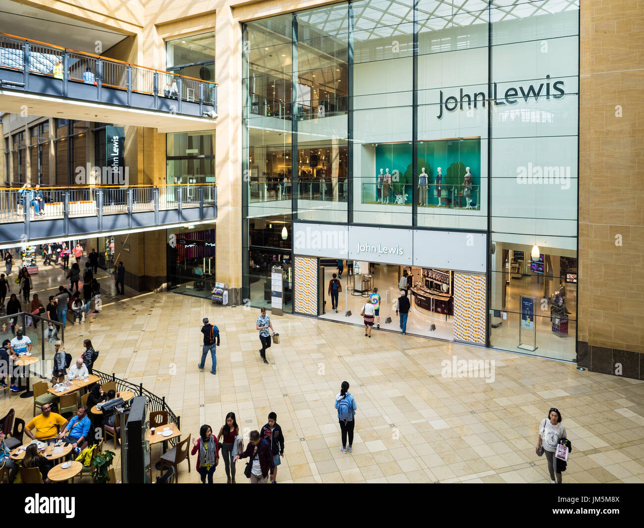 John Lewis Cambridge - entrance to the Cambridge John Lewis department store inside the Grand Arcade Shopping Centre Stock Photo
