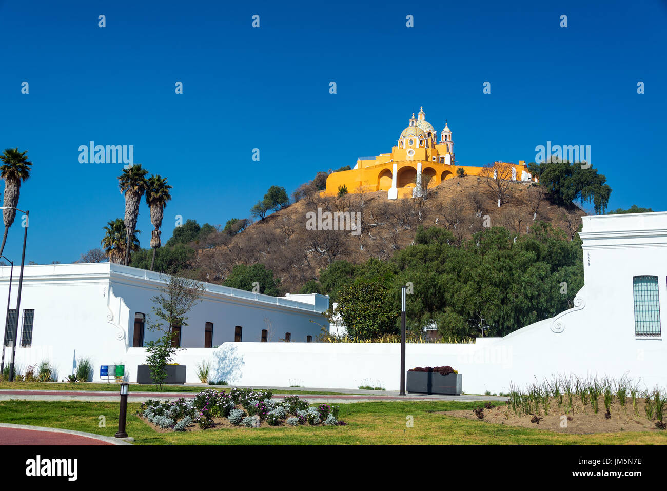 Our Lady of Remedies church on a hill overlooking Cholula, Mexico Stock Photo