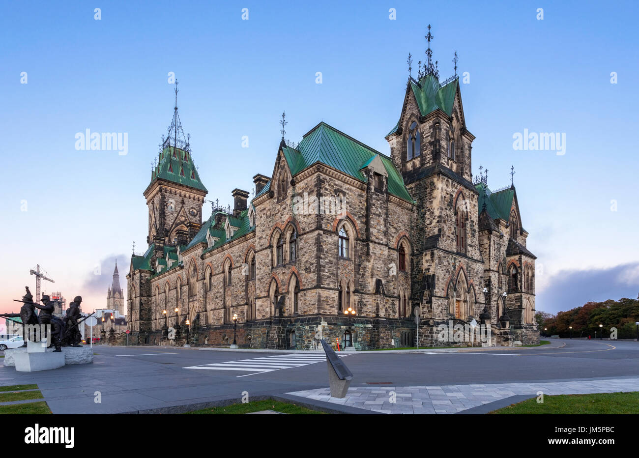 The East Block that is Part of Parliament Hill at dawn in Ottawa, Ontario, Canada. Stock Photo