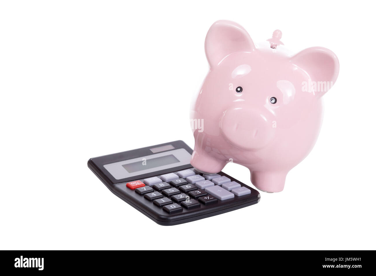 Financial, accounting and savings concept with a cute pink piggy bank ...