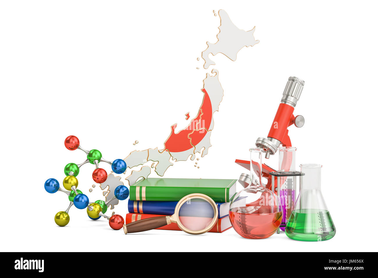 Scientific research in Japan concept, 3D rendering isolated on white background Stock Photo