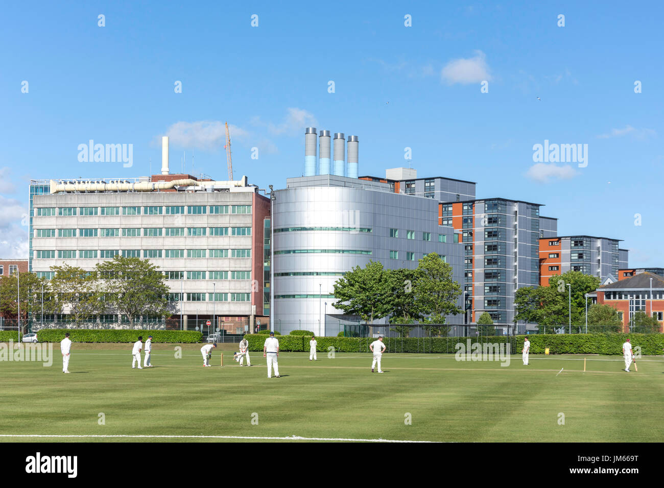 Cricket match on United Services Recreation Ground, Burnaby Road, Portsmouth, Hampshire, England, United Kingdom Stock Photo