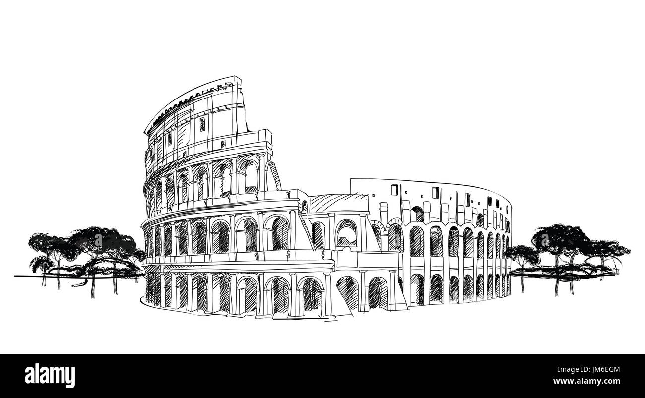White line coliseum in rome Cut Out Stock Images & Pictures - Alamy