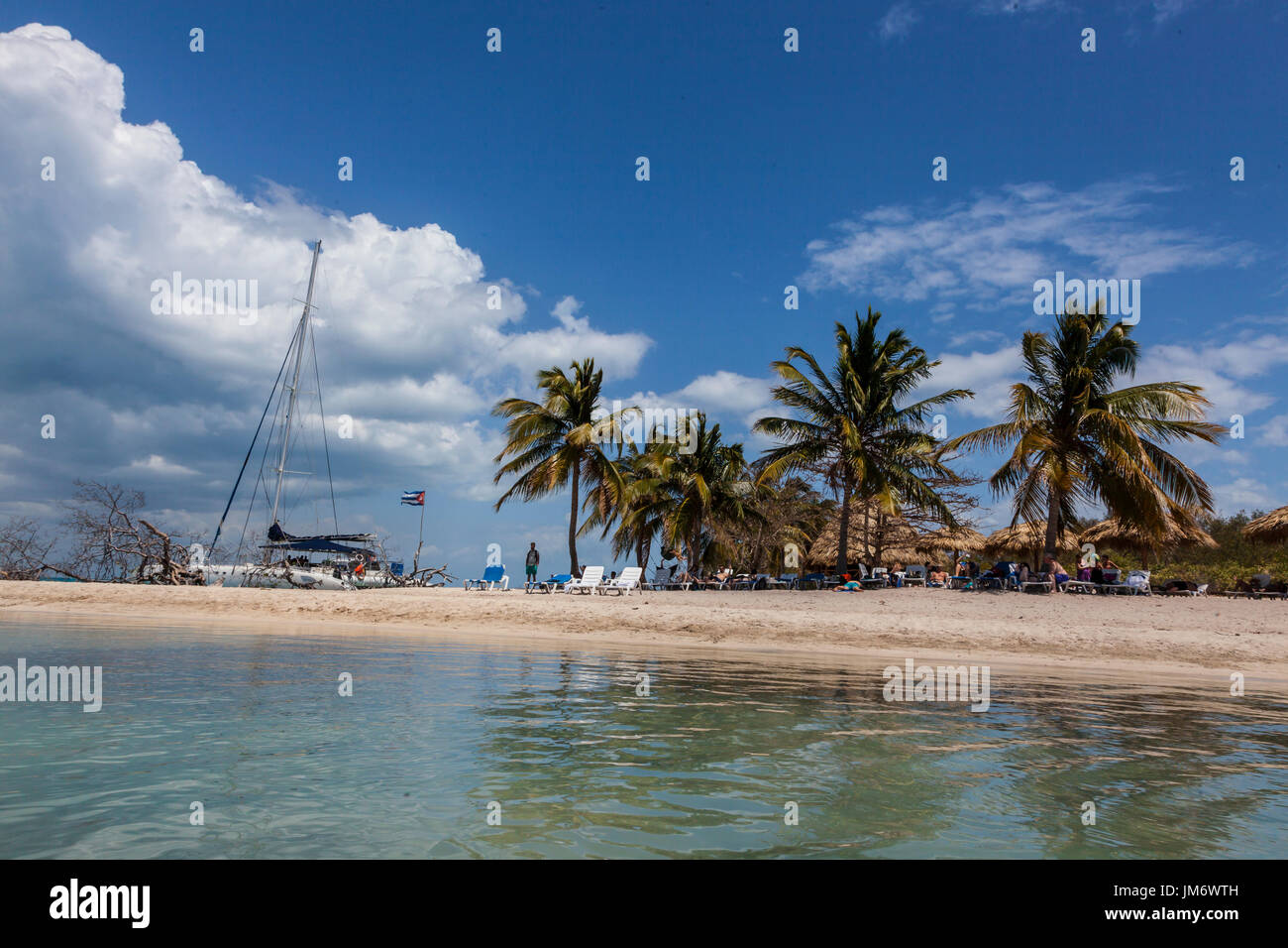 The tropical island of CAYO IGUANA reached by boat from PLAYA ANCON is a tourist destination - TRINIDAD, CUBA Stock Photo