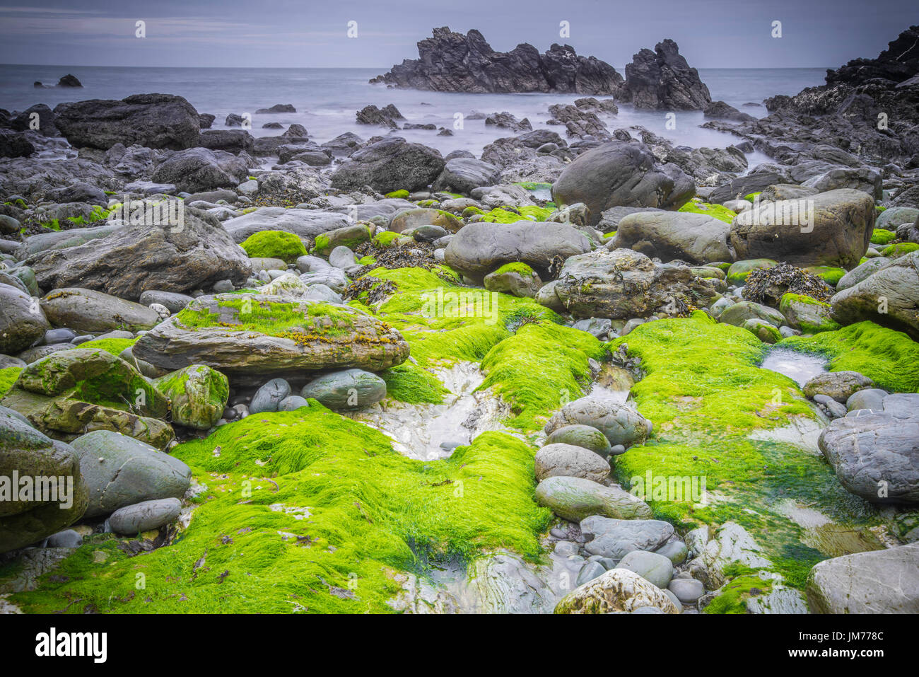 The coastal view of the seafront landscape taken in Holyhead, UK. Stock Photo