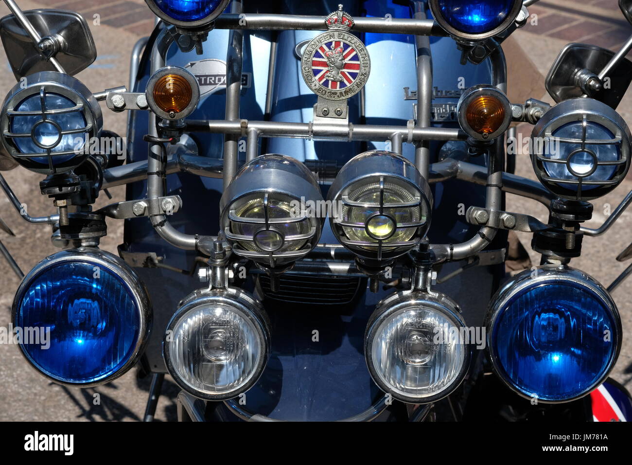 Motor scooter club event in Gloucester Docks,southern England Stock