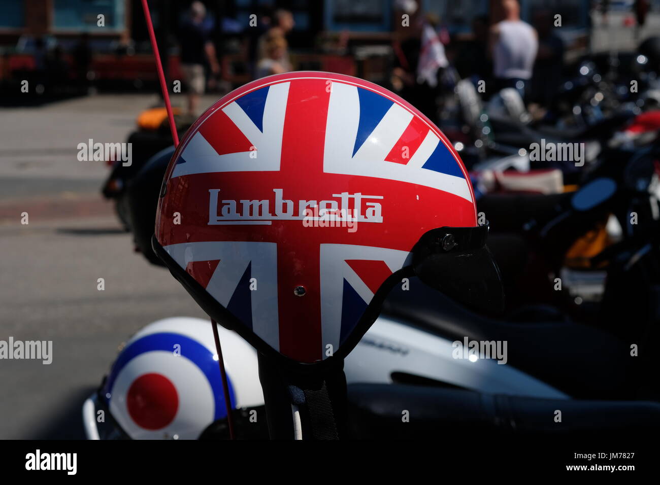 Motor scooter club event in Gloucester Docks,southern England Stock