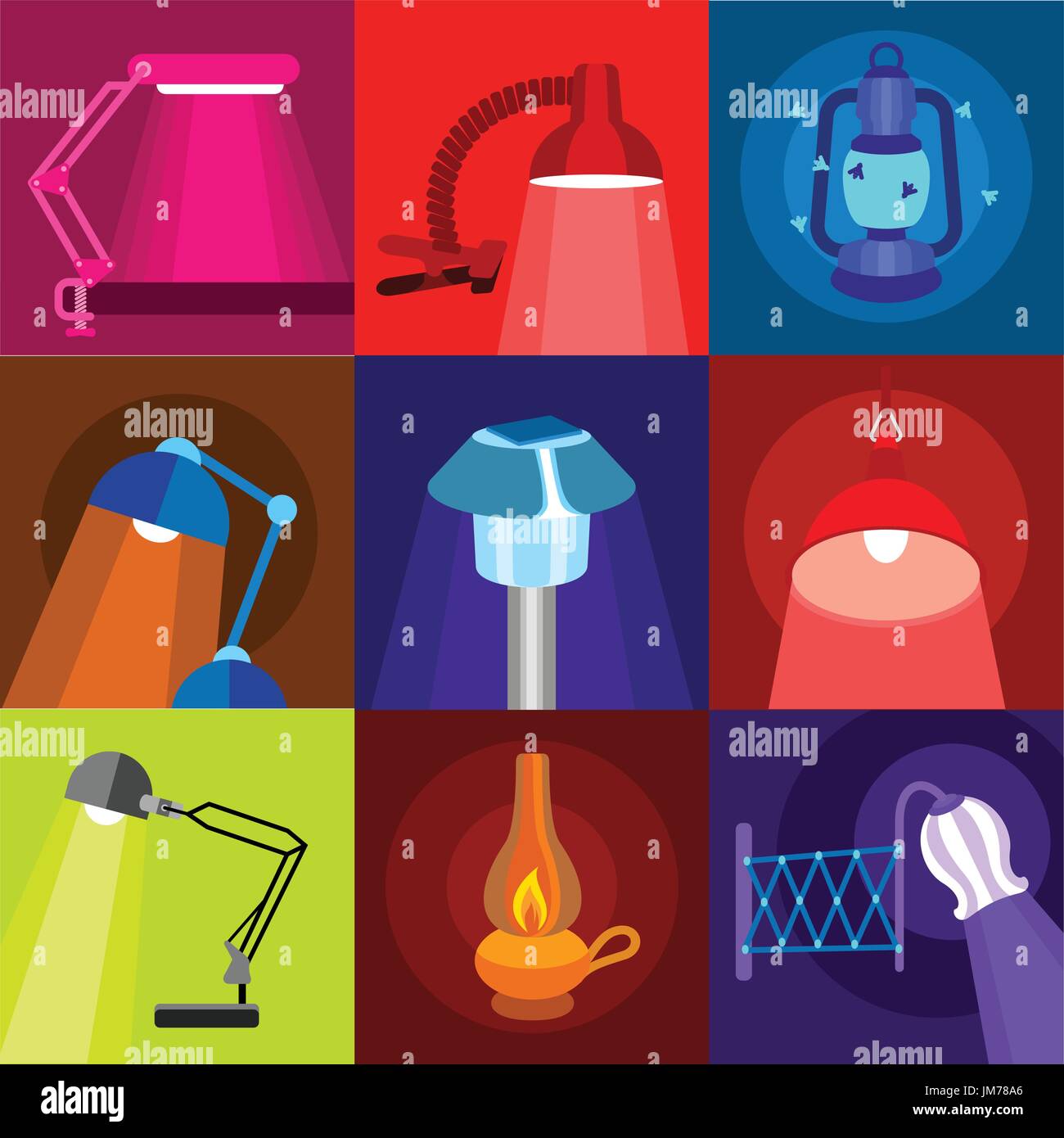 Different lamp icons set, flat style Stock Vector Image & Art - Alamy