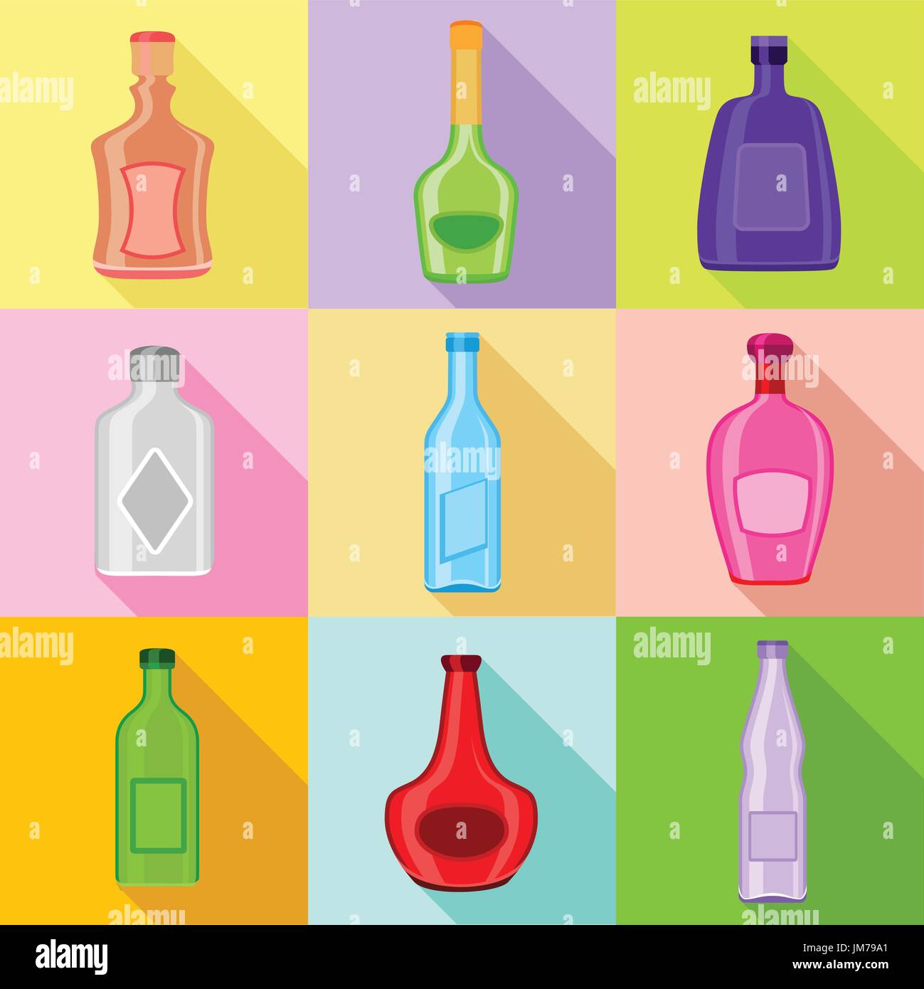 Different bottles icons set, flat style Stock Vector Image & Art - Alamy
