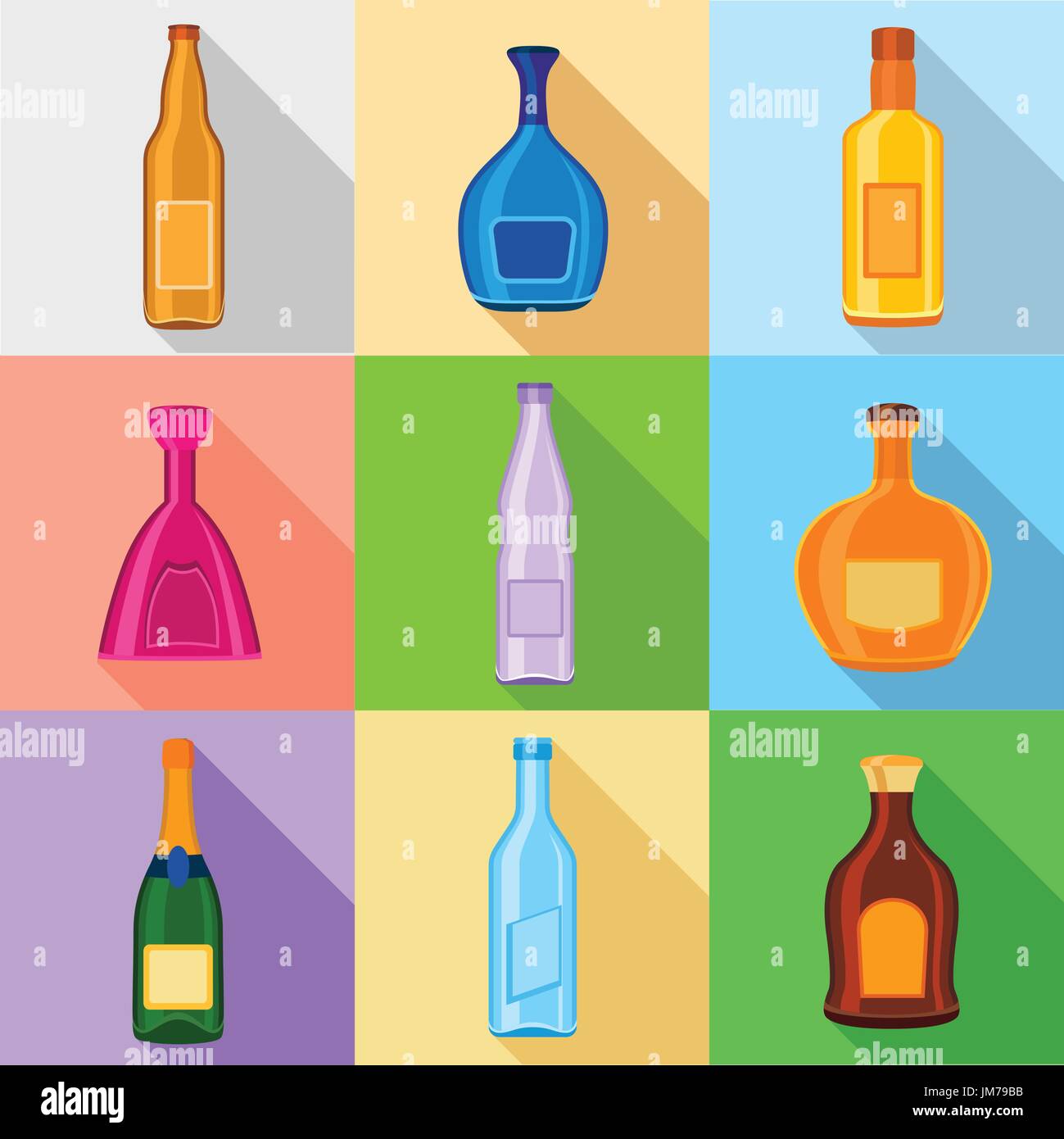 Alcoholic drinks bottles icons set, flat style Stock Vector Image & Art ...