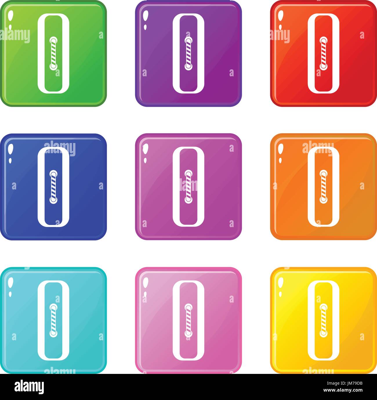 Sewn rectangular button set 9 Stock Vector