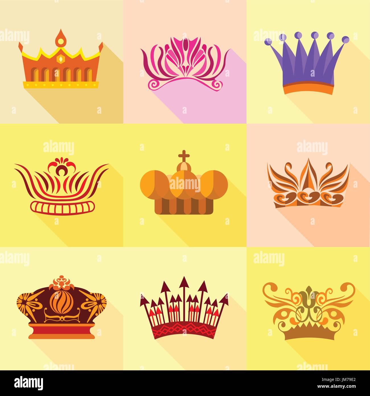 Crown icons set, flat style Stock Vector Image & Art - Alamy