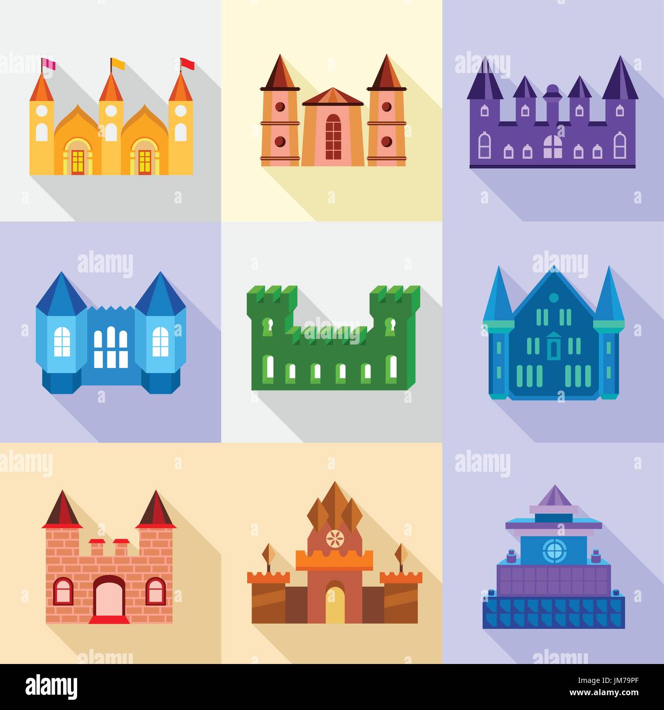 Fortress and bastion icons set, flat style Stock Vector Image & Art - Alamy