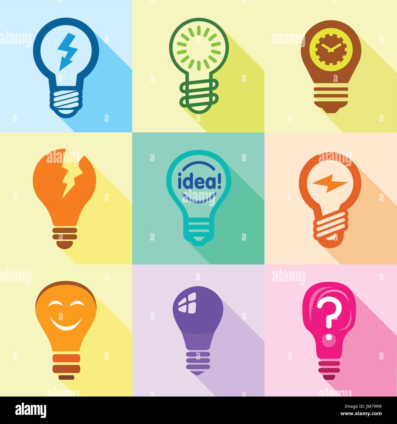Bulb idea set, flat style Stock Vector Image & Art - Alamy