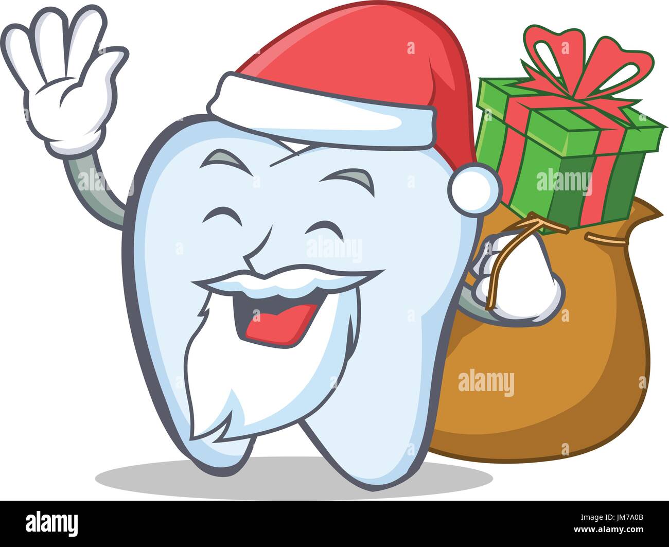Santa tooth character cartoon style with gift Stock Vector Image & Art ...