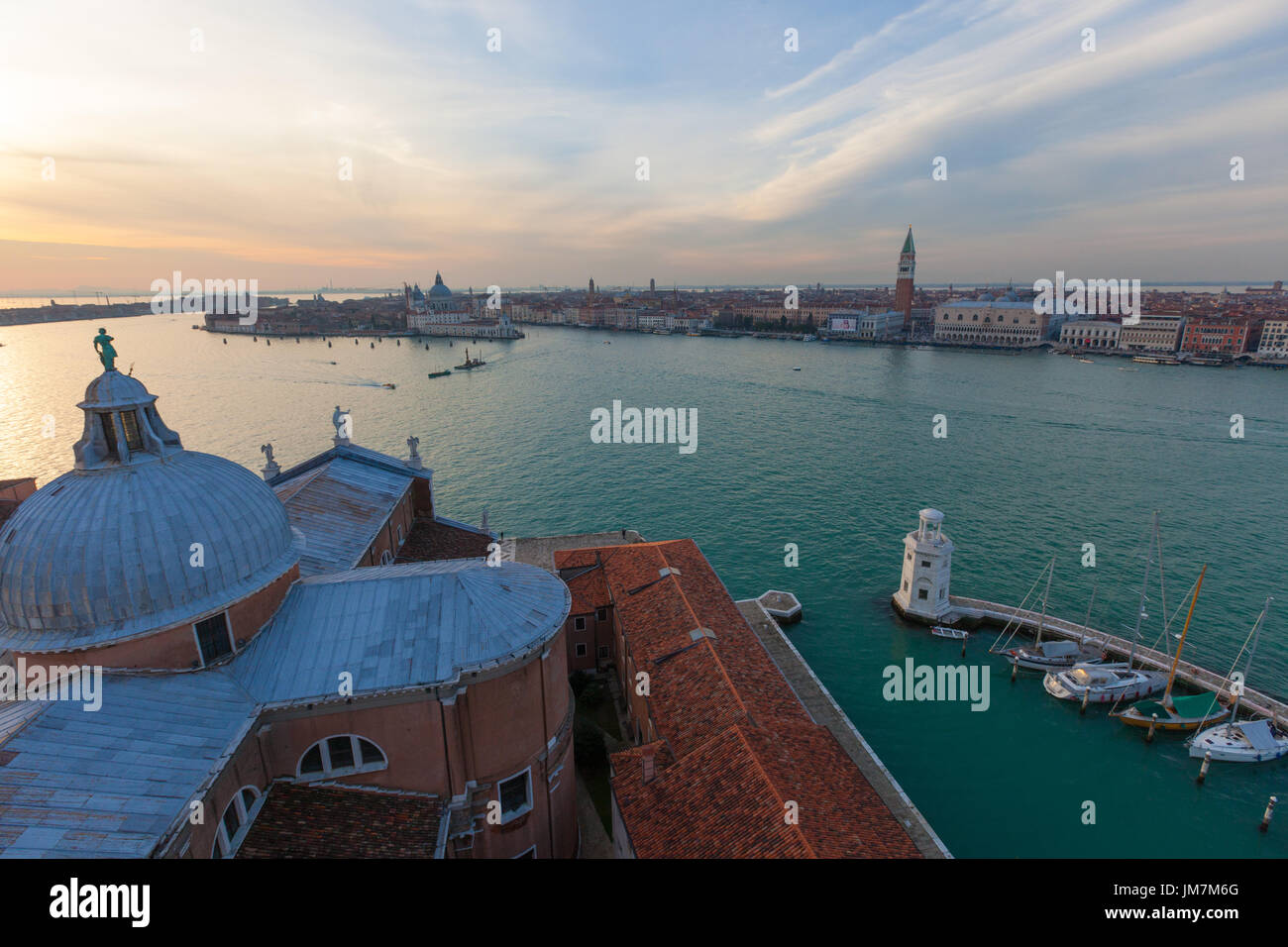 Venice sunset aerial view Stock Photo - Alamy