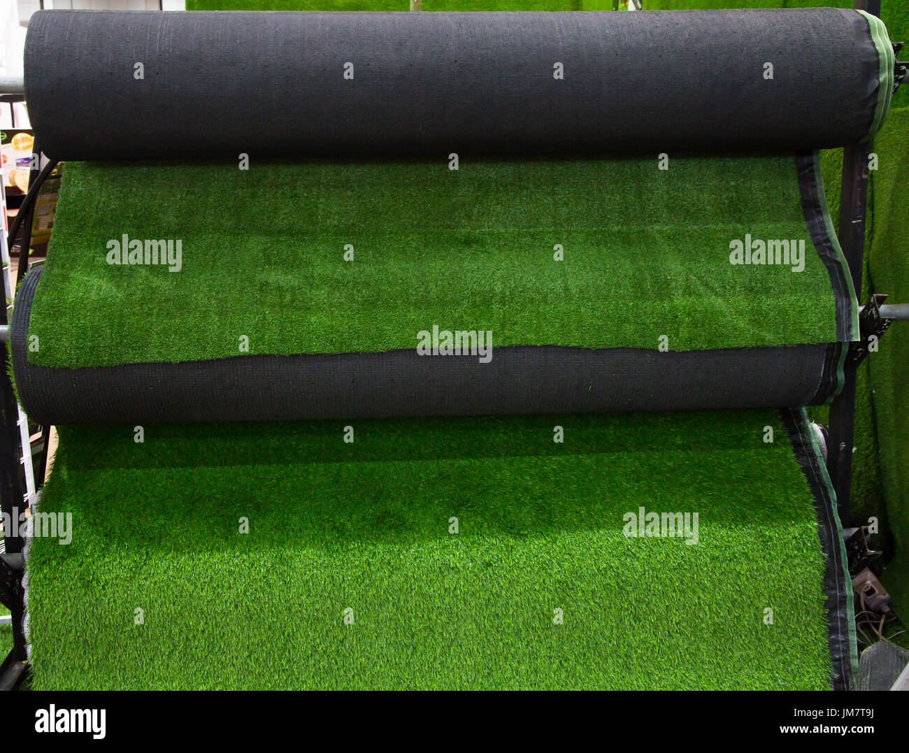 Selection of artificial grass carpet Stock Photo