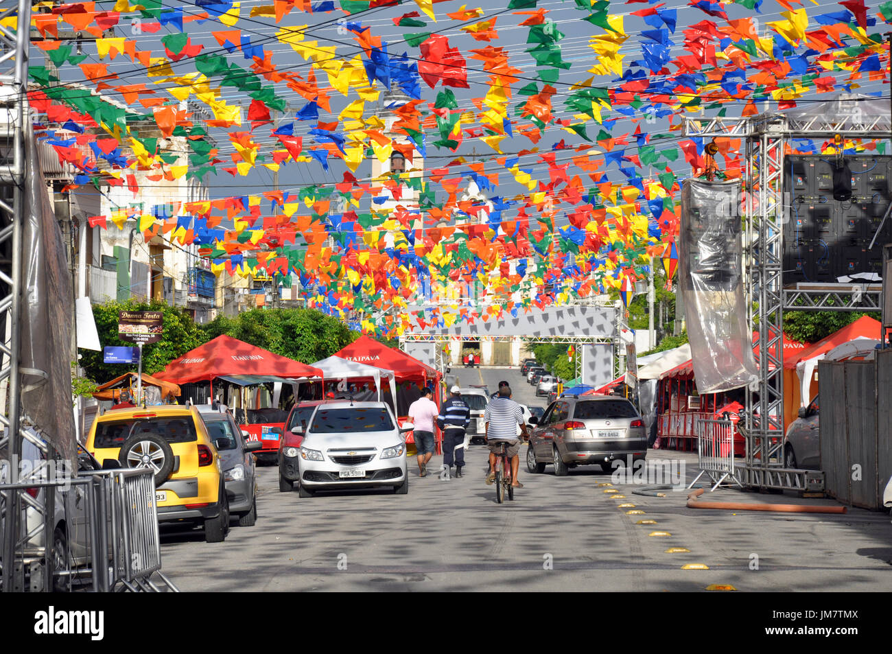 Sao Joao's Day Festival in Goiana, Pernambuco, Brazil: View of the street Stock Photo