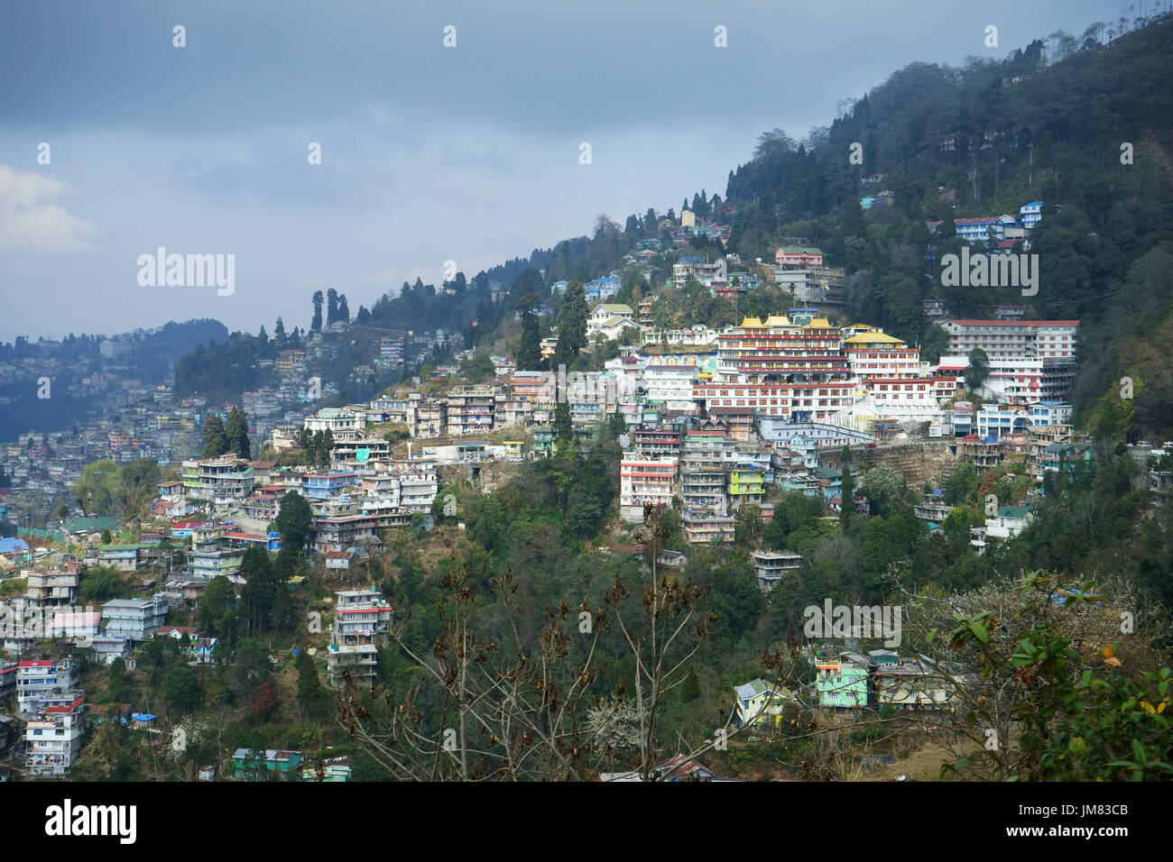 Town Darjeeling on hill side, West Bengal, India Stock Photo