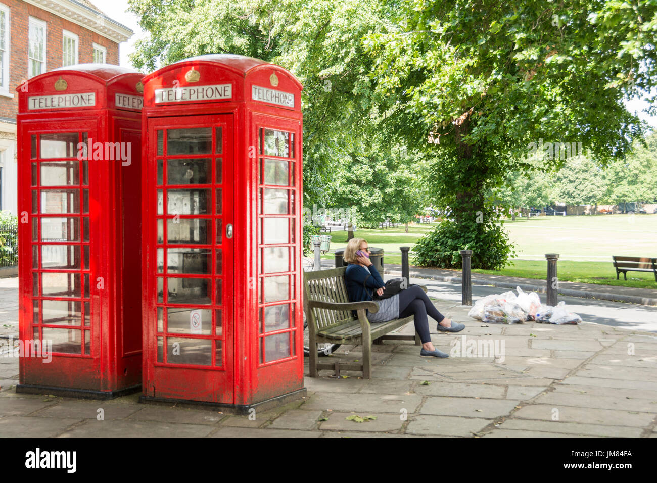A K6 red telephone box on Richmond Green, Surrey, England, UK Stock ...