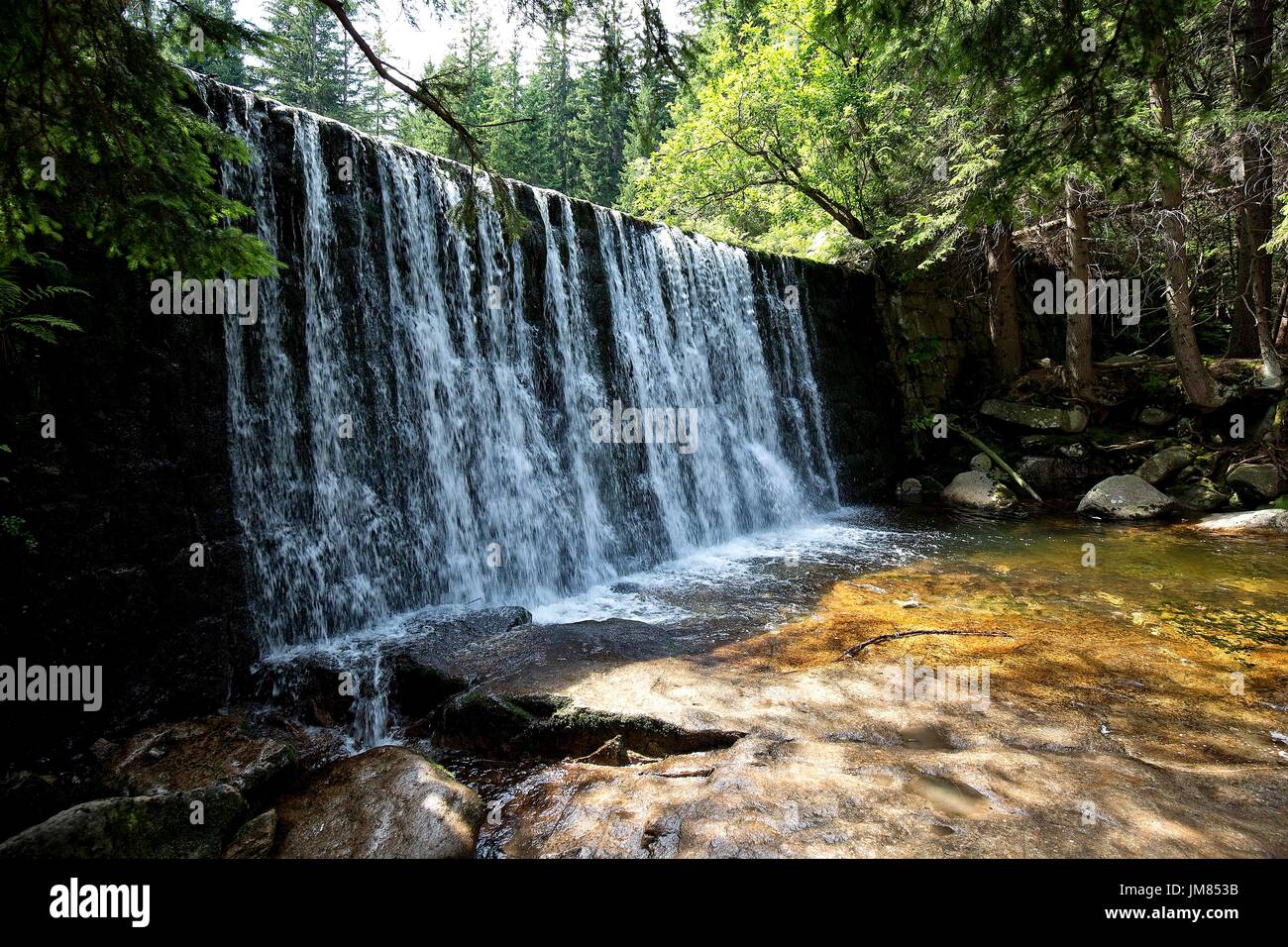 Wild Waterfall on Lomnica river in Karpacz, Poland Stock Photo