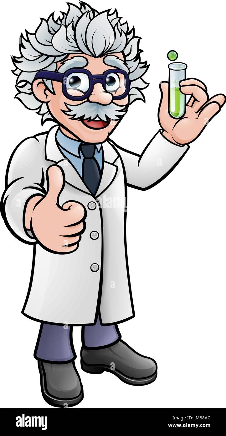 Cartoon Scientist Holding Test Tube Stock Vector
