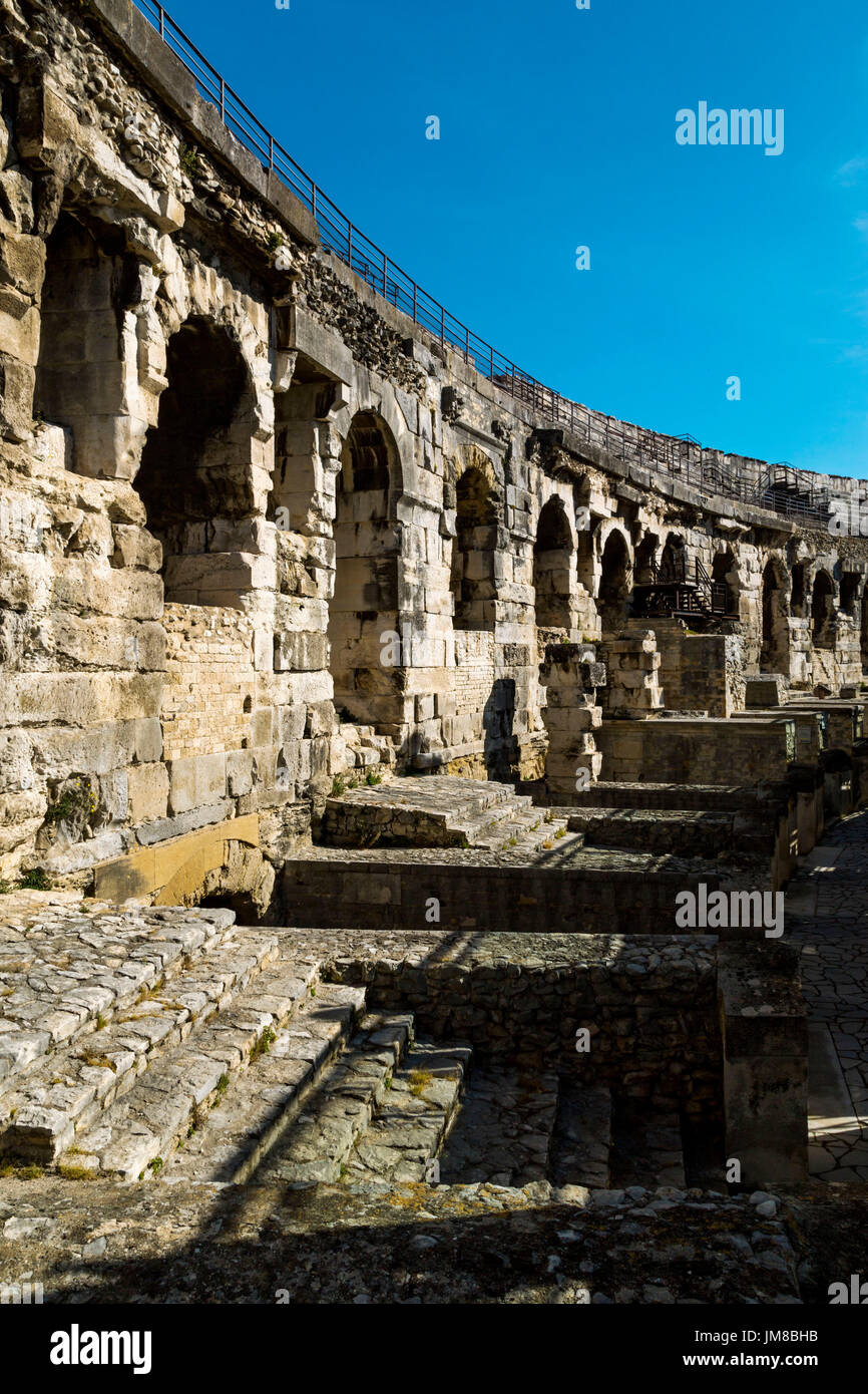 The roman arena, Nimes, Gard, Occitanie, France Stock Photo