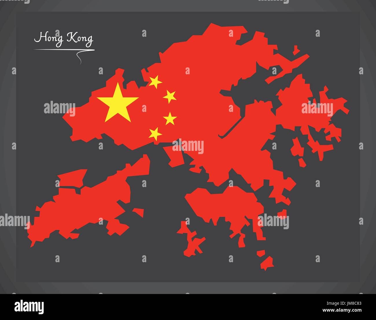 Hong Kong China map with Chinese national flag illustration Stock Vector Image & Art - Alamy