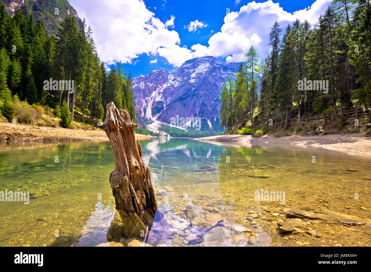 Idyllic Lake In Dolomite Apls Lago Di Braies South Tyrol Italy Stock