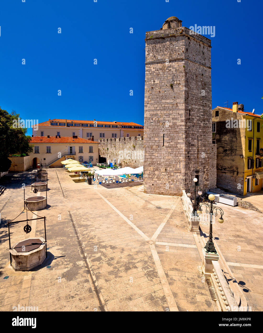 Zadar Five wells square and historic architecture view, Dalmatia, Croatia Stock Photo