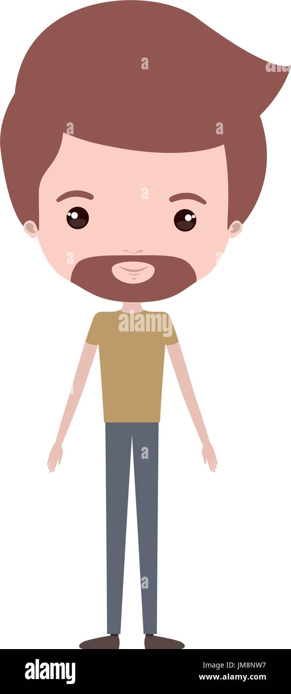 colorful caricature thin man in clothes with beard and hairstyle Stock  Vector Image & Art - Alamy