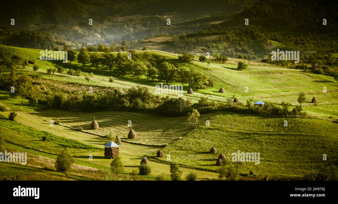 A beautiful mountain landscape in Carpathian mountains, Romania Stock Photo