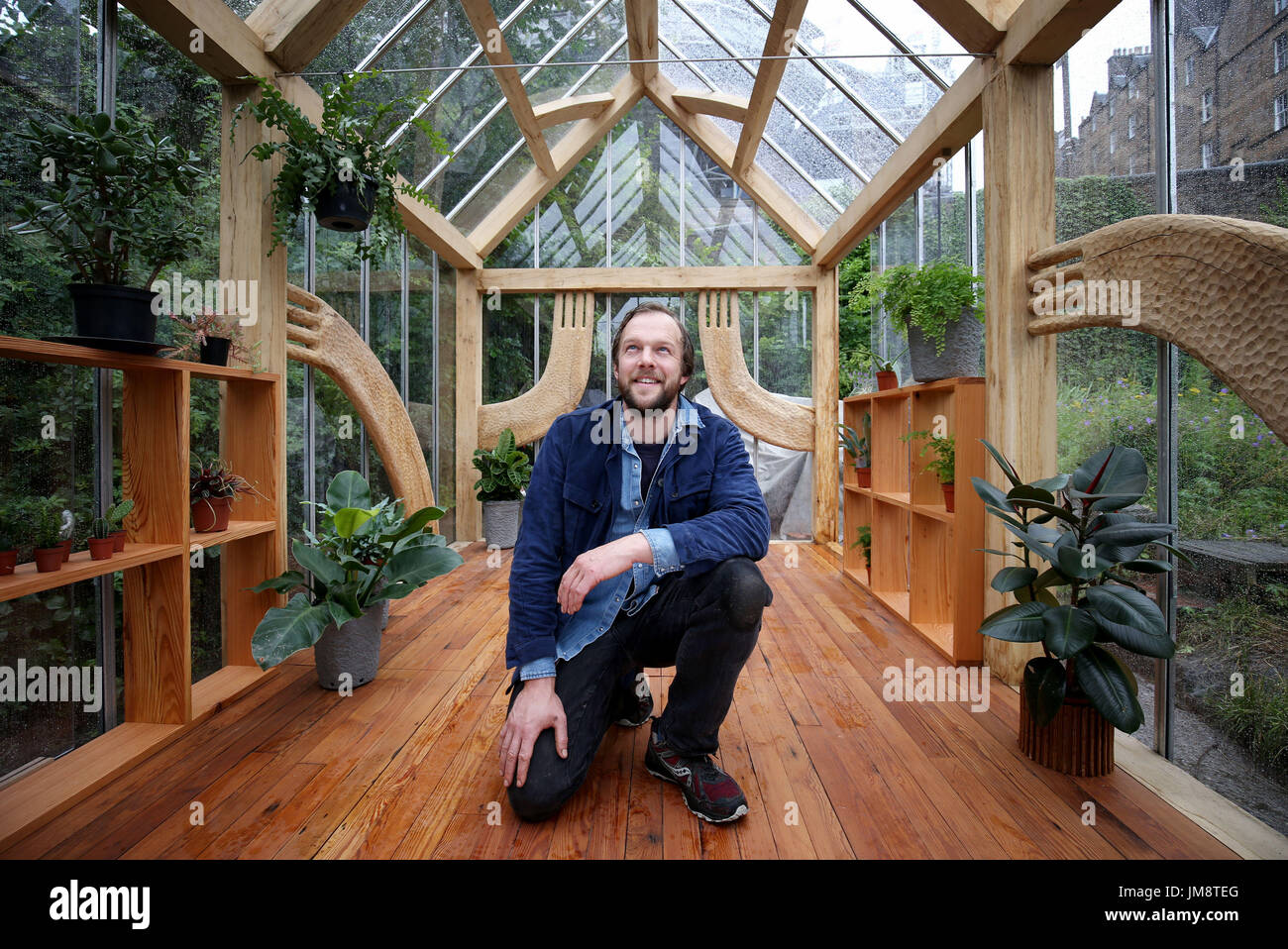Artist Bobby Niven Inside His Palm House A Pop up Art Studio Workshop 