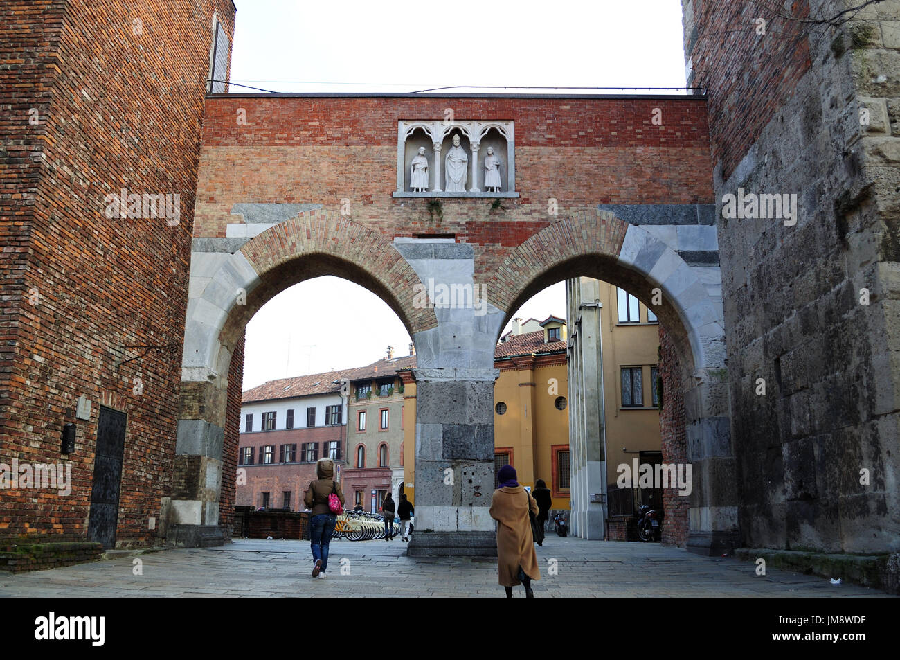 Pusterla di Sant'Ambrogio, a middle ages city gate in Milan Stock Photo