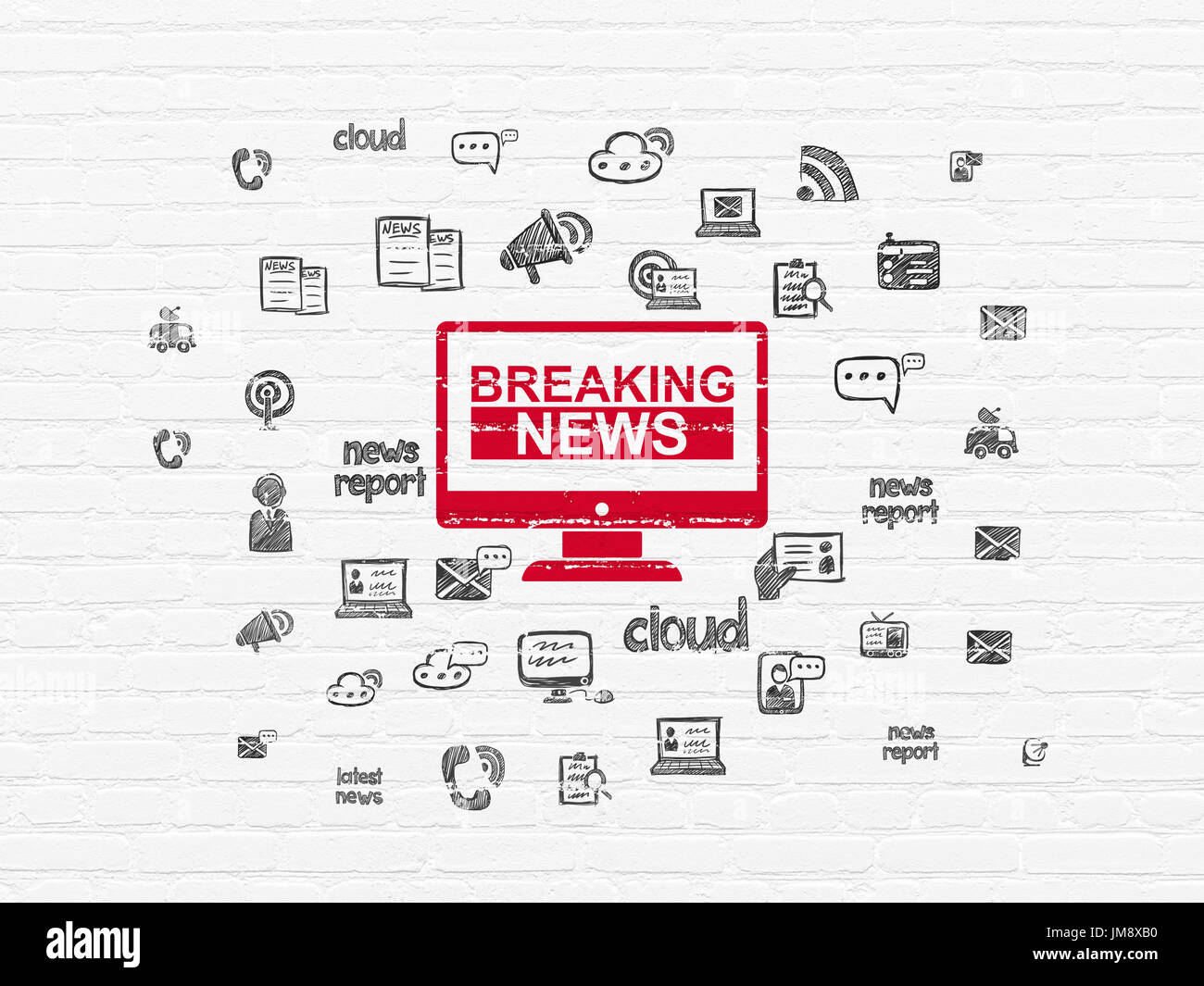 News concept: Breaking News On Screen on wall background Stock Photo ...