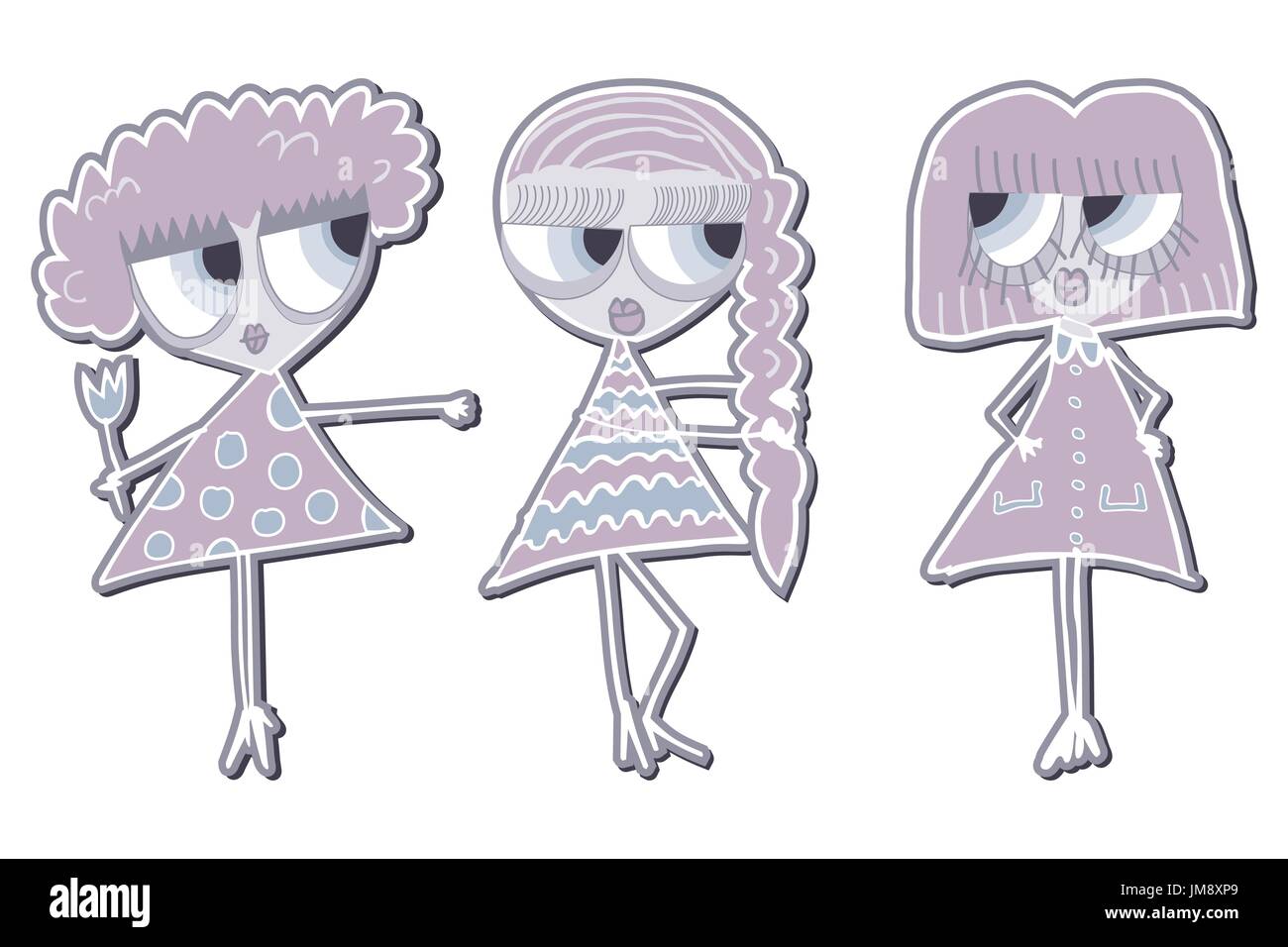 Three girls girlfriend. vector illustration. 10 eps Stock Vector