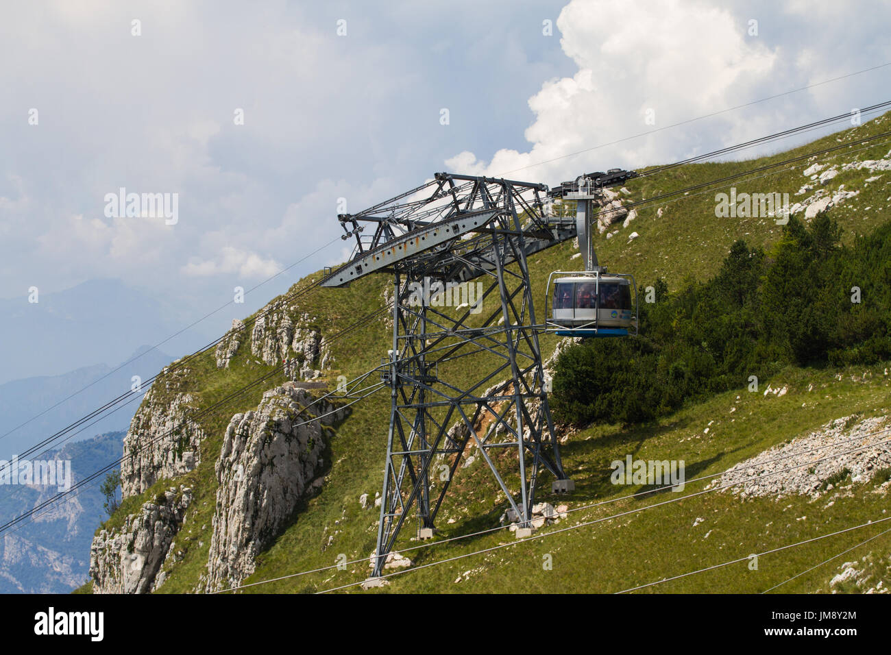 Cable car  up Monte Baldo from Malcesine, Lake Garda, Italy Stock Photo