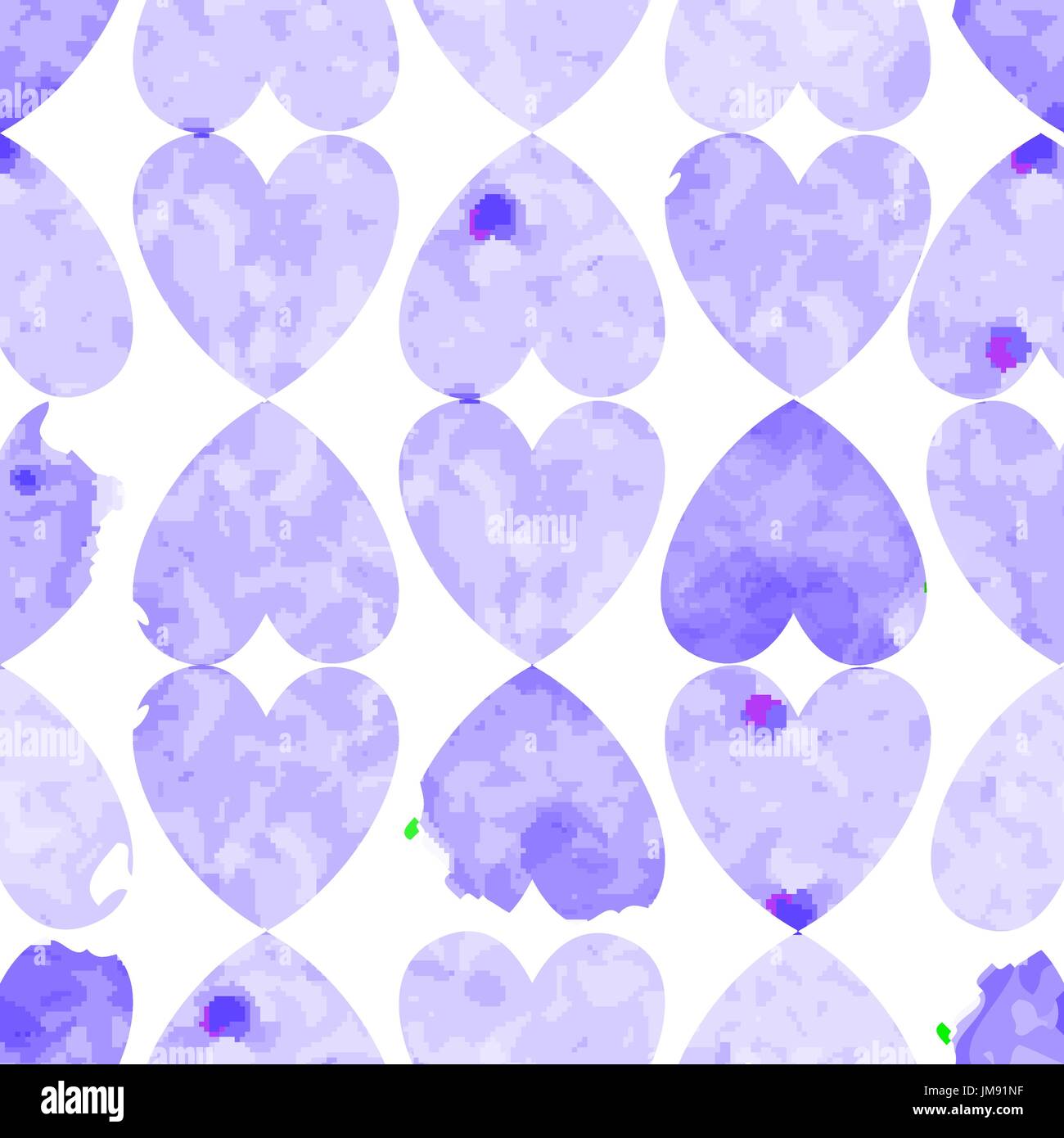 Seamless pattern with watercolor hearts. Vector illustration Stock ...