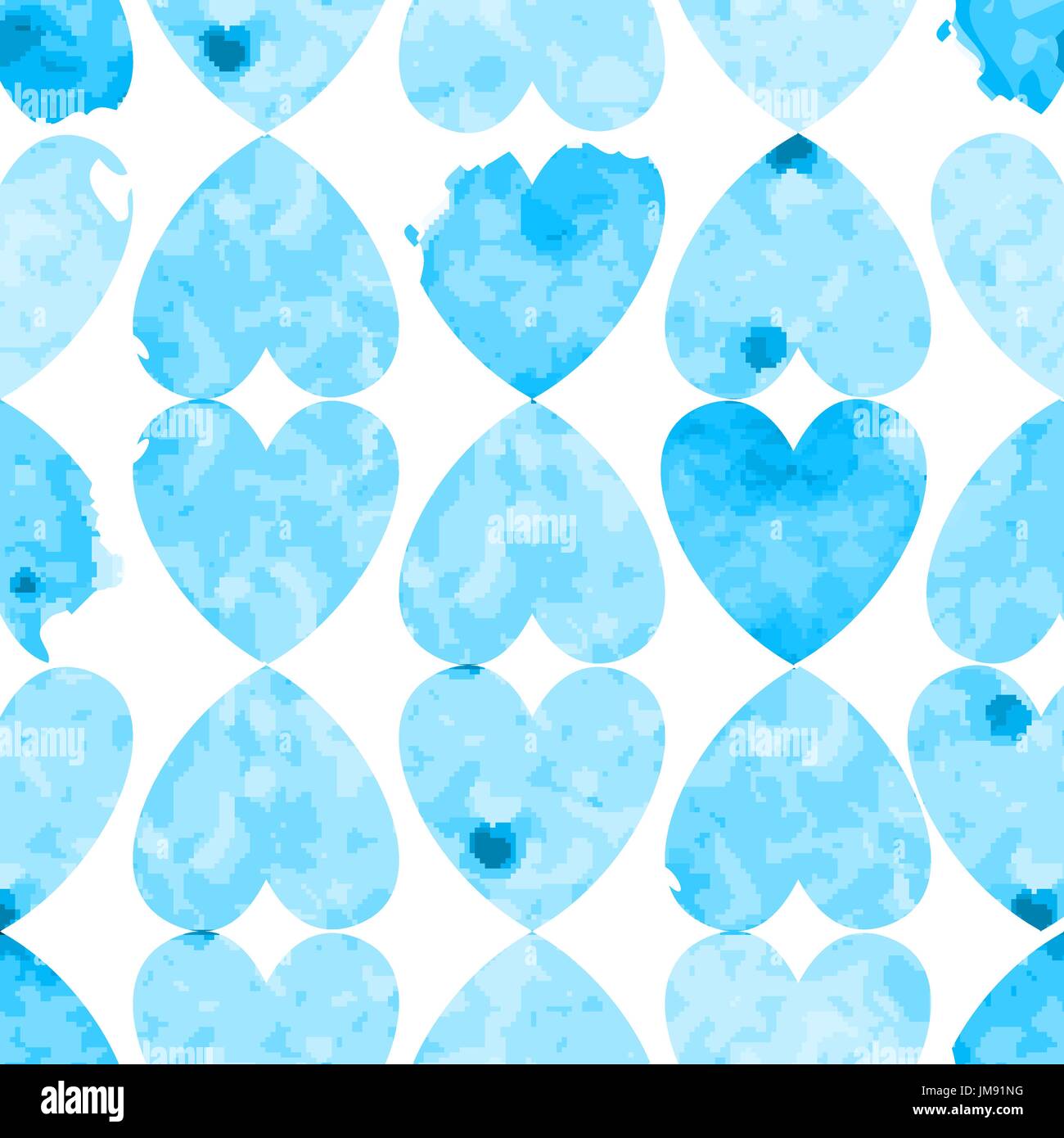 Seamless pattern with watercolor hearts. Vector illustration Stock ...
