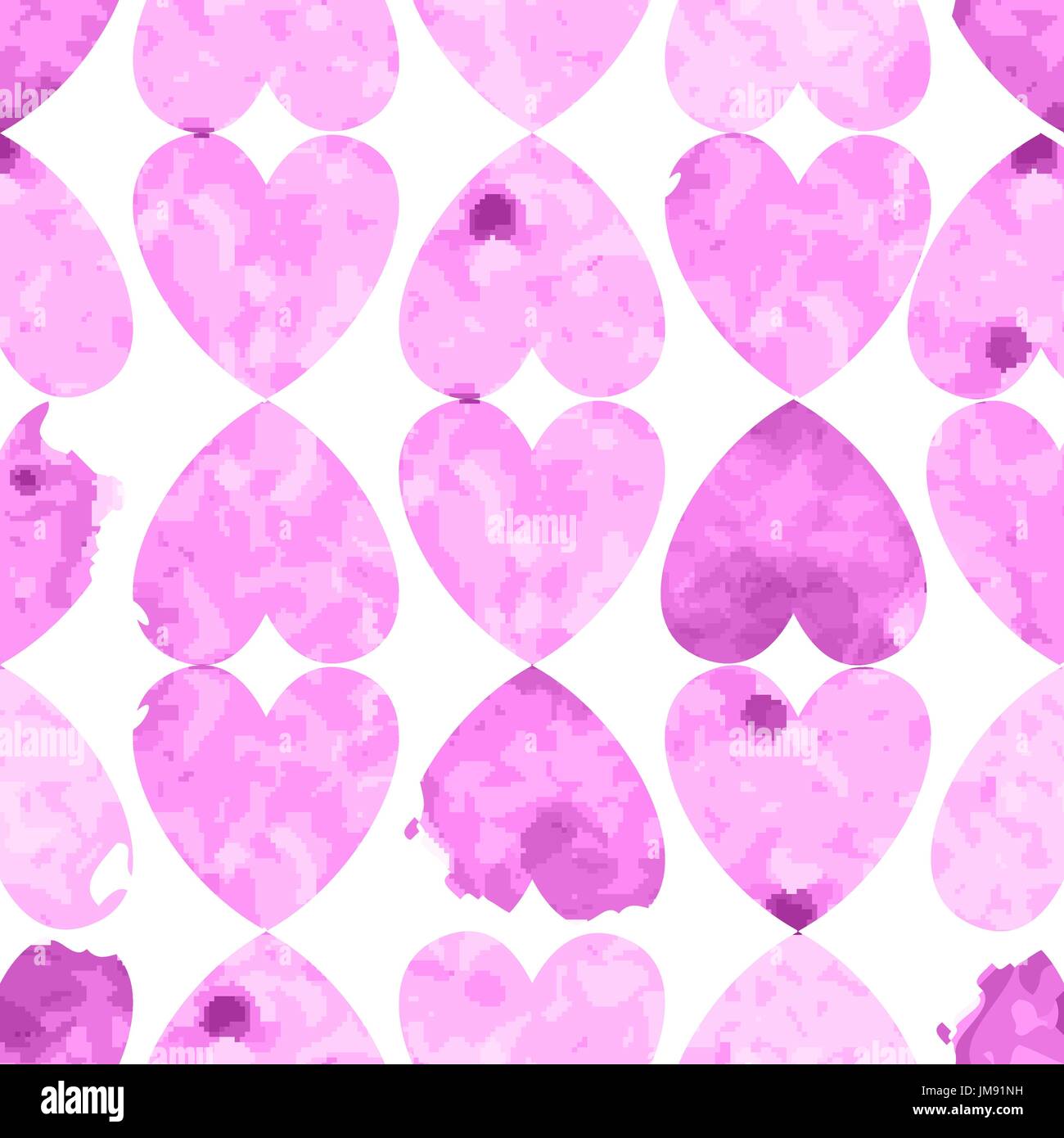 Seamless pattern with watercolor hearts. Vector illustration Stock ...