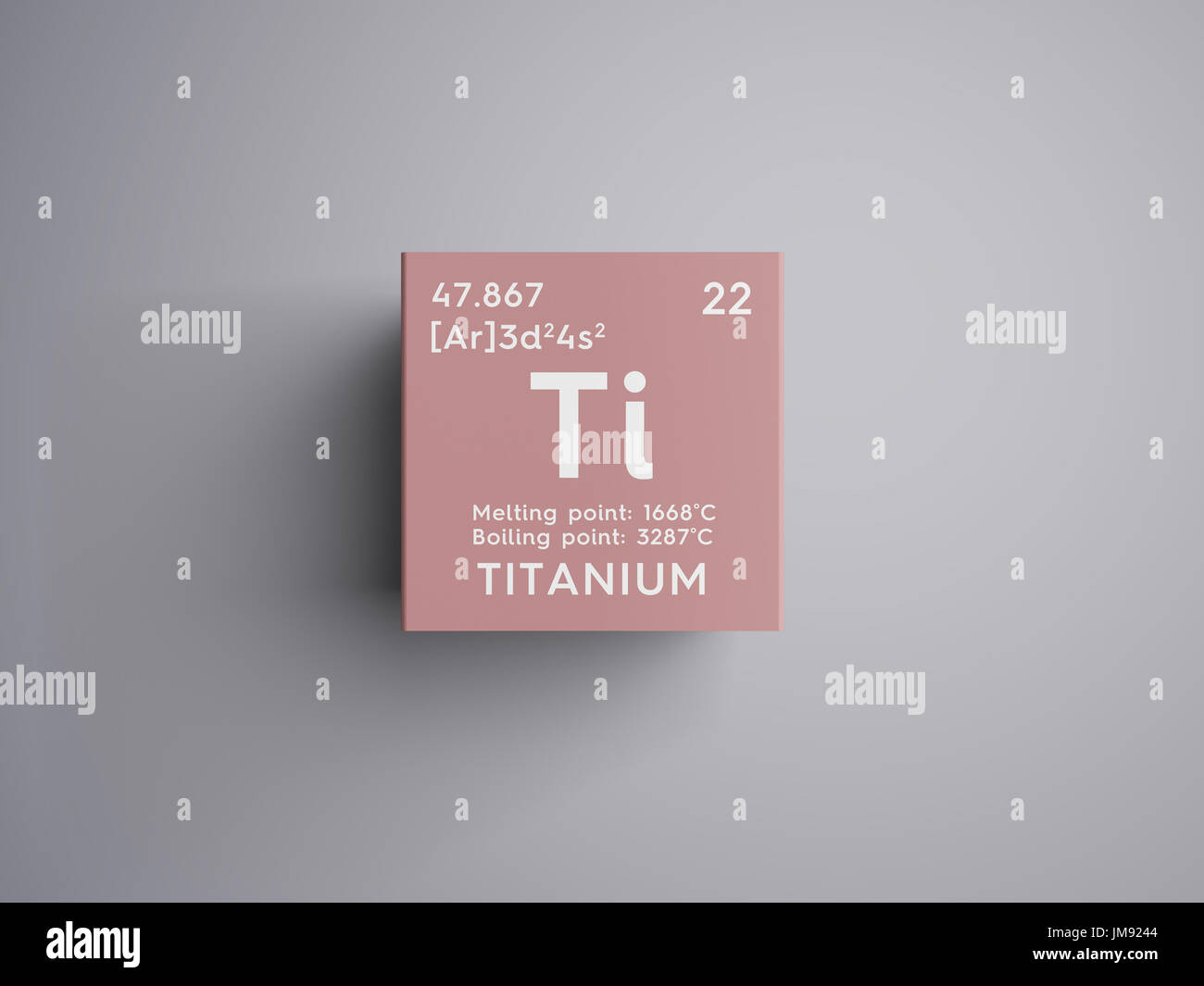 Titanium. Transition metals. Chemical Element of Mendeleev's Periodic Table. Titanium in square