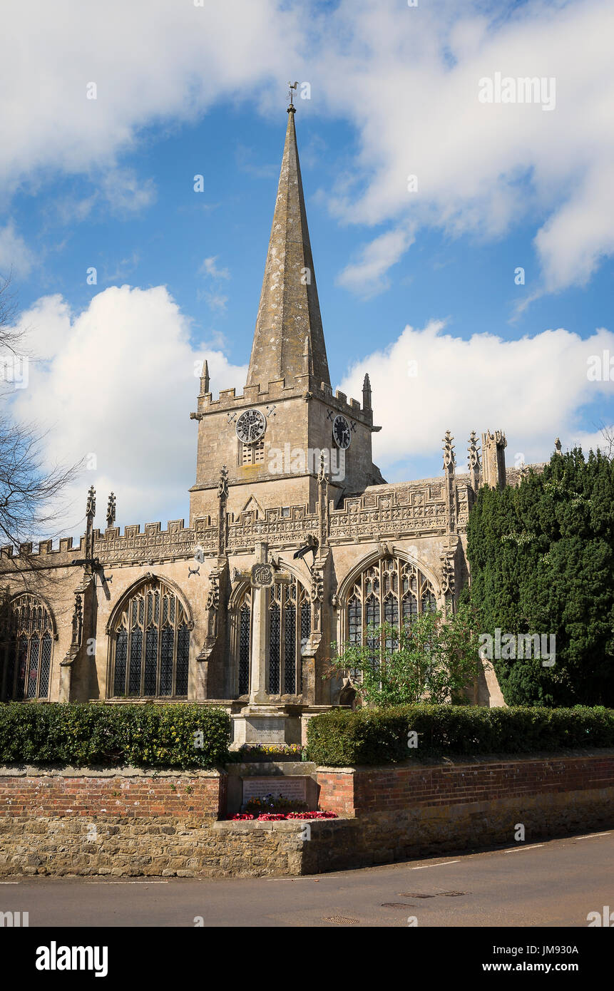St Nicholas church with spire  Bromham Wiltshire UK Stock Photo
