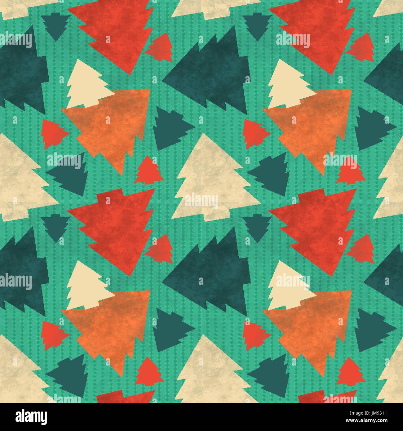 seamless pattern of Christmas trees in retro style. 10 eps Stock Vector ...