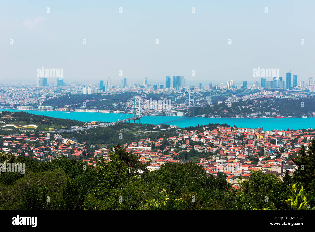 Panoramic view of Istanbul Bosphorus. Istanbul, Turkey. Stock Photo